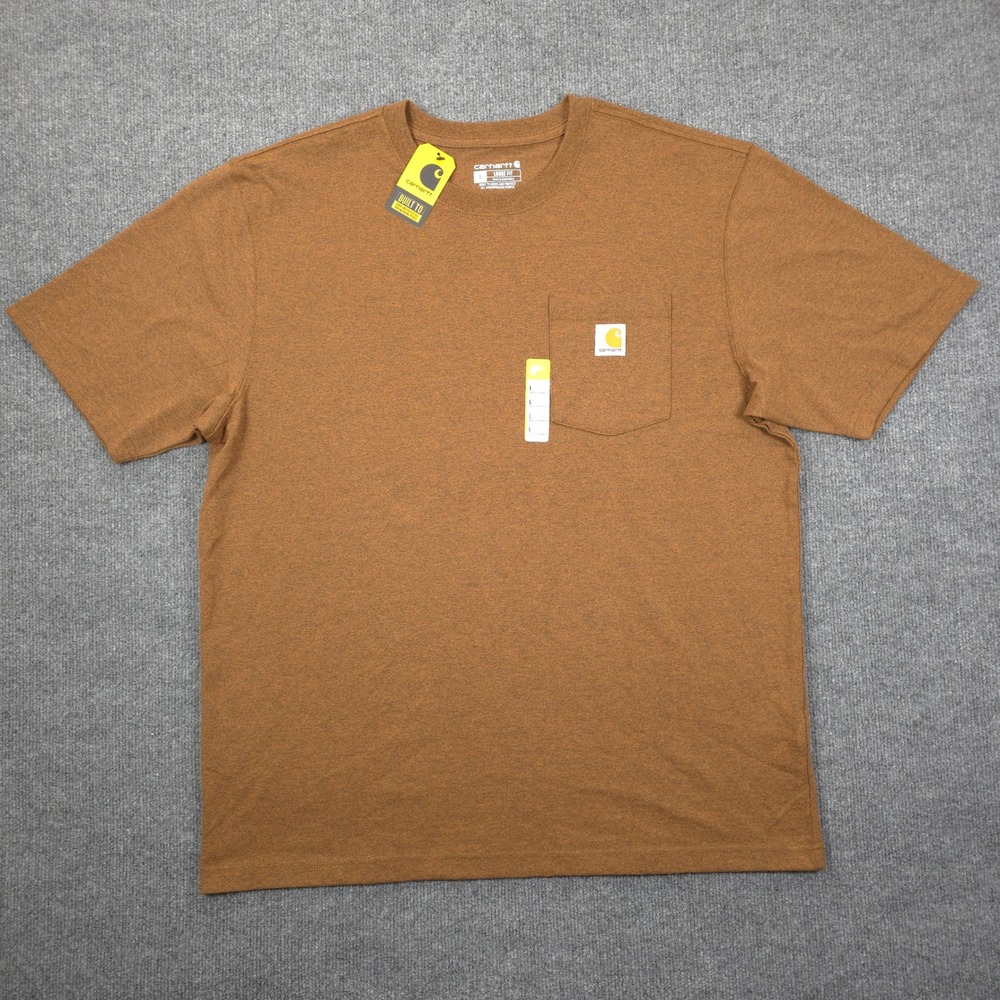 Carhartt T Shirt Mens L Brown Loose Fit Heavyweight Pocket Tee Workwear K87-M